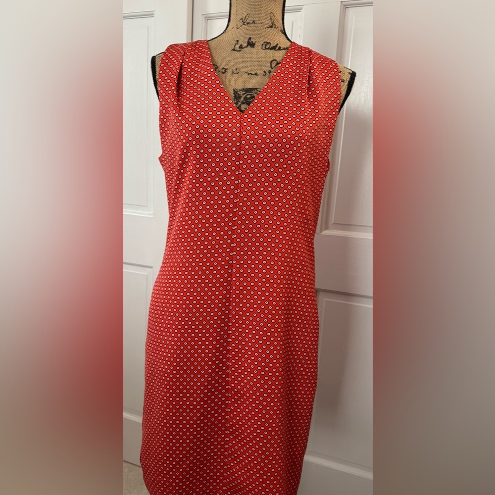 Banana Republic Orange Sheath Midi Dress V-Neck Sleeveless